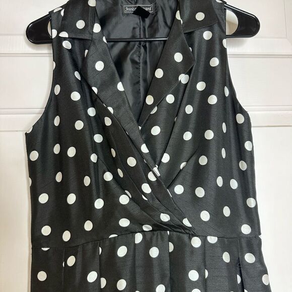 Jessica Howard vintage black dress w/ white polkadots vintage fit & flare 10P - Picture 4 of 9